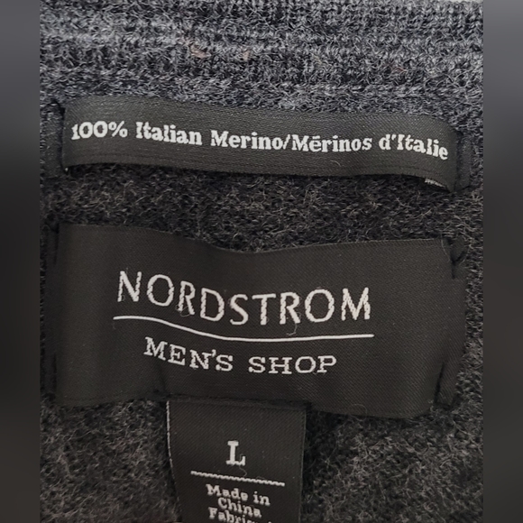 Nordstrom Men's Shop 100% Merino Wool Gray Long Sleeve Sweater Large - Picture 3 of 7